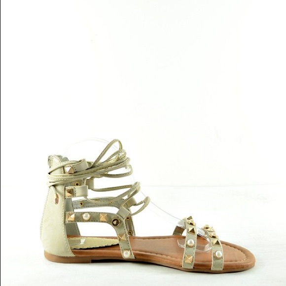 CLEARANCE Pearl & Stud Festival Gladiator Sandals - Picture 8 of 8